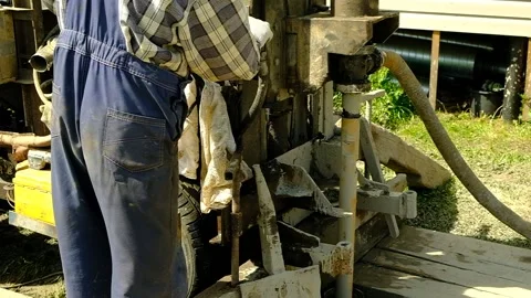 The drilling rig is drilling the ground Stock Footage 155202950