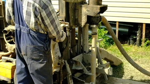 The drilling rig is drilling the ground Stock Footage 155202953