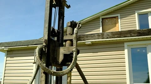The drilling rig is drilling the ground Stock Footage 155203980