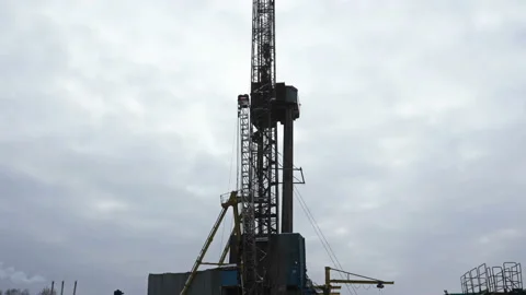 Drilling rig. Drilling platform against the sky Stock Footage 165104460