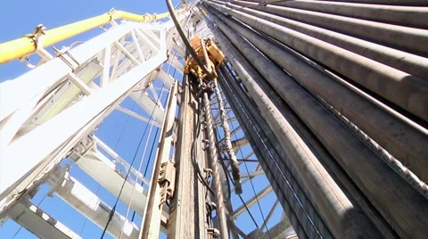 Drilling Rig Follow Blocks Down to Drill Floor Stock-Footage 49471997