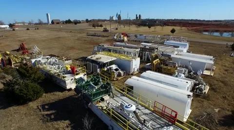 Drilling Rig grave yard 2 Aerial Stock-Footage 46910178