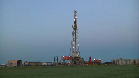 Drilling Rig in Green Wheat wide 스톡 동영상 38604106