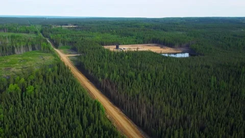 Drilling Rig in the Heart of the Boreal Forest Stockbeeldmateriaal 340332214