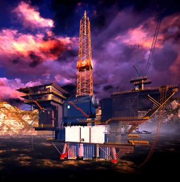 Drilling rig 库存插图