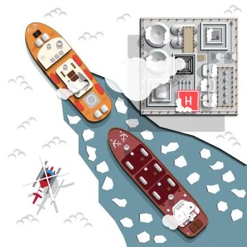 The drilling rig located in the arctic. Stock Illustration