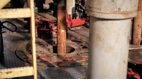 Drilling rig in operation, drilling a well, close-up Stock Footage 142494637