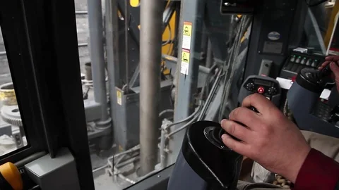 Drilling rig operator hands (open pit) Stock Footage 83582426