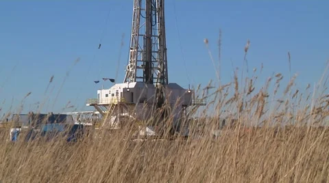 Drilling Rig Rack Focus in Tall Grass Stock-Footage 43063914