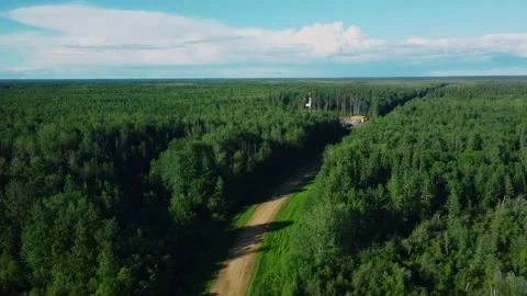 Drilling Rig Rising Above Forest Canopy Stock Footage 342021786