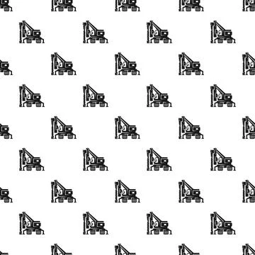 Drilling rig seamless pattern in black and white イラスト素材