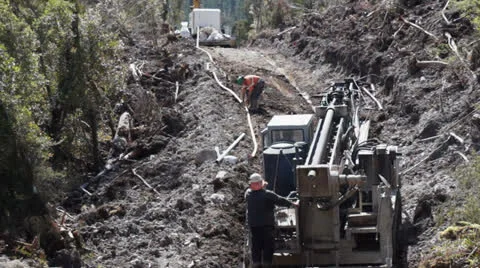 Drilling rig tracking up hill. Stock Footage 22970545