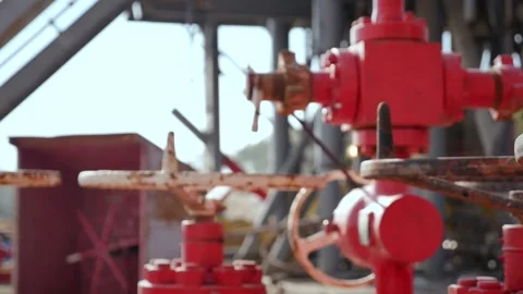 Drilling rig valve, close-up Stock Footage 142494833