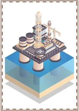 Drilling in the sea. Stock Illustration