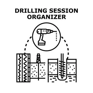 Drilling session organizer planning earth exploration concept Stock Illustration