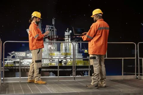 Drilling ship engineering team use AI deep learning to inspect infrastructure Stock Photos
