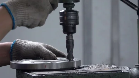 Drilling steel, slowmotion. Drilling Machine processes the metal, Stock Footage 75844847