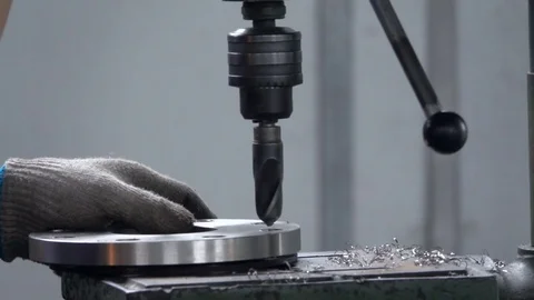 Drilling steel, slowmotion. Drilling Machine processes the metal, Stock Footage 75844860