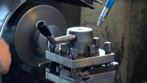 Drilling steel, slowmotion. Drilling Machine processes the metal, Stock-Footage 75845070