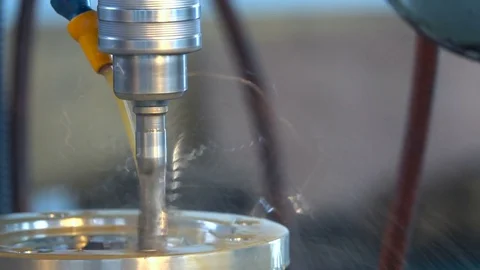 Drilling steel, slowmotion. Drilling Machine processes the metal, Video stock 75845797