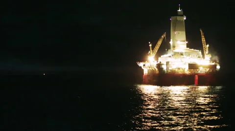 Drilling system on sea oil platform Stock Footage 68635770