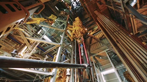 Drilling system on sea oil platform Stock Footage 68635958
