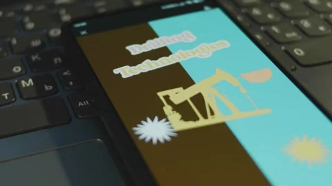 Drilling Technologies inscription on smartphone screen. Graphic presentation Stock Footage 271132787