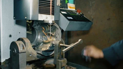 Drilling Thin Holes on a Machine Tool Stock Footage 123002991