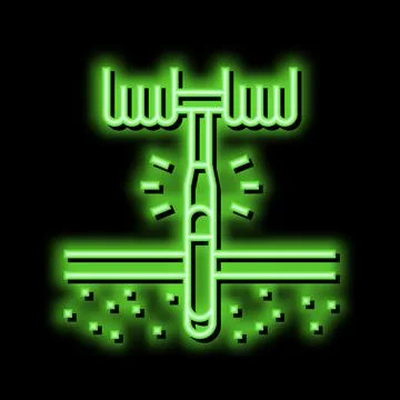 Drilling tool for soil testing neon glow icon illustration Illustrazione stock