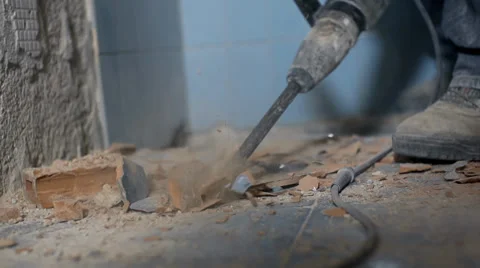 Drilling under blue ceramic tiles Stock Footage 39384180