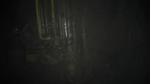 Drilling of underground drilling machine (copper mine)  Stock Footage 83578183