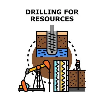 Drilling for underground resources concept extracting oil water Stock Illustration