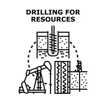 Drilling for underground resources concept extracting oil water Stock Illustration