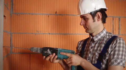 Drilling the wall. installation work Stock Footage 61697110