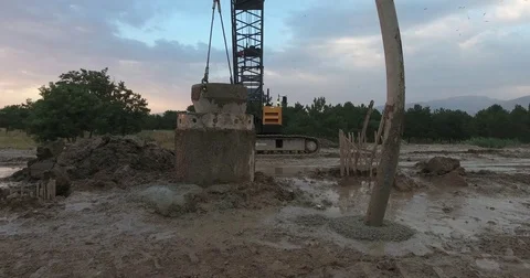 Drilling Wells For Bored Piles Stock Footage 75686792