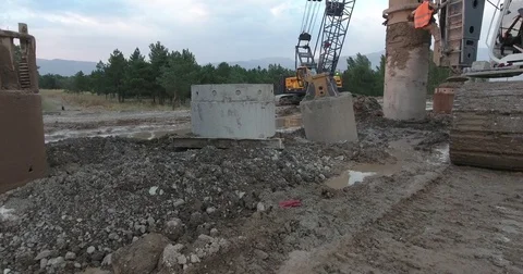 Drilling Wells For Bored Piles Stock Footage 75690029