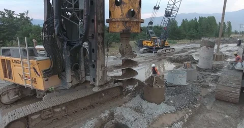 Drilling Wells For Bored Piles Stock Footage 75690163