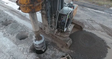 Drilling Wells For Bored Piles Stock Footage 75690358
