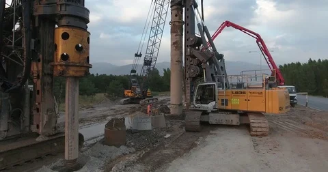 Drilling Wells For Bored Piles Stock Footage 75690679
