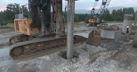 Drilling Wells For Bored Piles Stock Footage 75691795