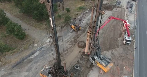 Drilling Wells For Bored Piles Stock Footage 75692809