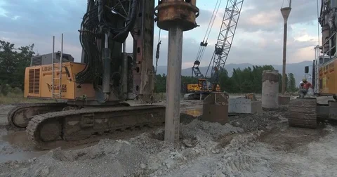 Drilling Wells For Bored Piles Stock Footage 75692861