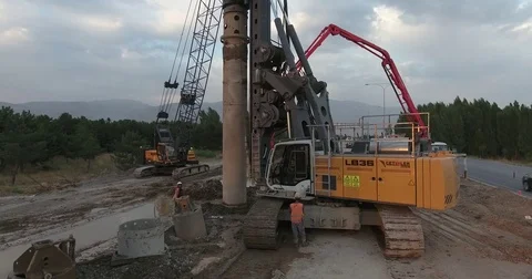 Drilling Wells For Bored Piles Stock Footage 75693053