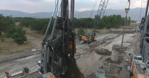 Drilling Wells For Bored Piles Stock Footage 75693087