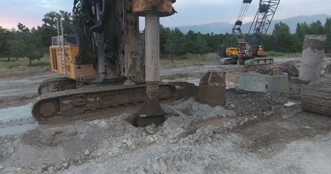 Drilling Wells For Bored Piles Stock Footage 75693103