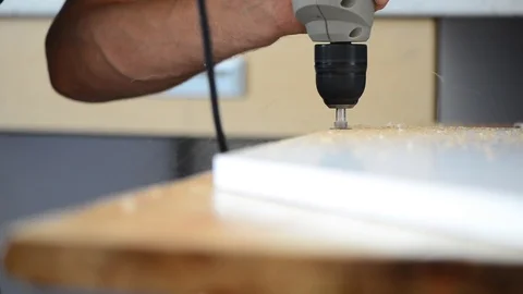 Drilling wood construction Stock Footage 95116103