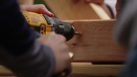 Drilling into wood Stock Footage 263147171