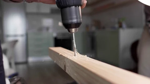 Drilling wood hole 스톡 동영상 81483864