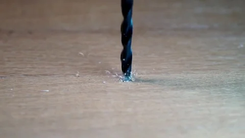 Drilling wood panel slowmotion Stock Footage 75500486