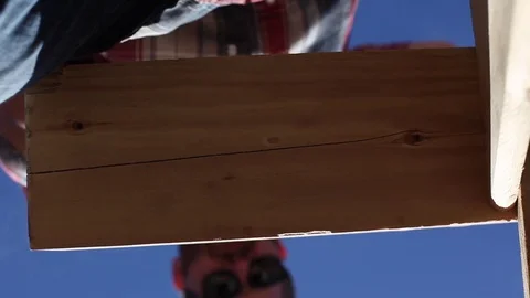 Drilling into Wood Plank Stock Footage 79424997